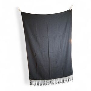 Black Wool / Cashmere Pashmina w/ Fringe